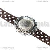 Base Cammeo con passanti in metallo argento antico per 16mm