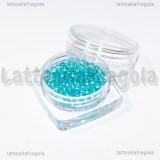 Microsfere iridescenti in vetro azzurro 1-3mm 5gr