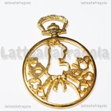 Ciondolo Bezel Alice in Wonderland A in metallo Gold Plated 43x33mm