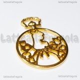 Ciondolo Bezel Alice in Wonderland A in metallo Gold Plated 43x33mm