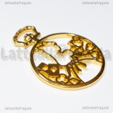 Ciondolo Bezel Alice in Wonderland A in metallo Gold Plated 43x33mm