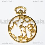 Ciondolo Bezel Alice in Wonderland B in metallo Gold Plated 43x33mm
