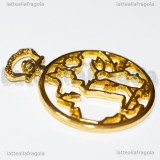 Ciondolo Bezel Alice in Wonderland B in metallo Gold Plated 43x33mm