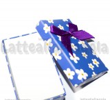 Astuccio in cartone rigido fantasia Fiori e Righe Blu 80x50x26mm