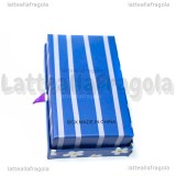 Astuccio in cartone rigido fantasia Fiori e Righe Blu 80x50x26mm