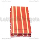 Astuccio in cartone rigido fantasia Fiori e Righe Rosso 80x50x26mm