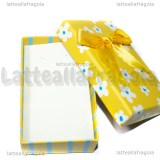 Astuccio in cartone rigido fantasia Fiori e Righe Giallo 80x50x26mm
