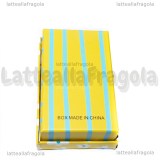 Astuccio in cartone rigido fantasia Fiori e Righe Giallo 80x50x26mm