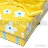 Astuccio in cartone rigido fantasia Fiori e Righe Giallo 80x50x26mm