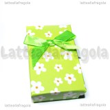 Astuccio in cartone rigido fantasia Fiori e Righe Verde 80x50x26mm