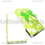 Astuccio in cartone rigido fantasia Fiori e Righe Verde 80x50x26mm