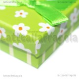 Astuccio in cartone rigido fantasia Fiori e Righe Verde 80x50x26mm
