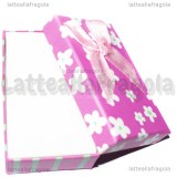 Astuccio in cartone rigido fantasia Fiori e Righe Rosa 80x50x26mm