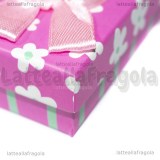 Astuccio in cartone rigido fantasia Fiori e Righe Rosa 80x50x26mm