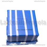 Astuccio in cartone rigido fantasia Fiori e Righe Blu 51x50x39mm