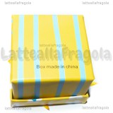 Astuccio in cartone rigido fantasia Fiori e Righe Giallo 51x50x39mm