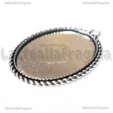 Base Cammeo in Metallo Argento Antico 51x37mm per 40x30mm