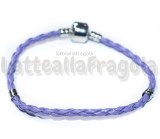 Bracciale similpelle Lilla con chiusura in ottone argentato 20cm