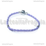Bracciale similpelle Lilla con chiusura in ottone argentato 20cm