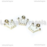 Charm Corona in metallo dorato smaltato 12x11mm