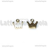 Charm Corona in metallo dorato smaltato 12x11mm