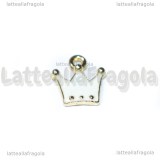 Charm Corona in metallo dorato smaltato 12x11mm