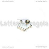Charm Corona in metallo dorato smaltato bianco 12x11mm