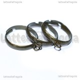 Base anello regolabile in metallo color bronzo con anellino per charms