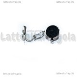 Coppia Orecchini a Clip in metallo argentato con asola e base tonda da 10mm