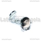Coppia Orecchini a Clip in metallo argentato con asola e base tonda da 10mm