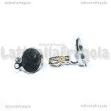 Coppia Orecchini a Clip in metallo argentato con asola e base tonda da 12mm