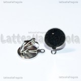 Coppia Orecchini a Clip in metallo argentato con asola e base tonda da 12mm