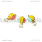 Charm Mongolfiera in metallo dorato smaltato 18.5x10mm