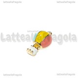 Charm Mongolfiera in metallo dorato smaltato 18.5x10mm