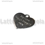 Ciondolo Cuore Follow Your Heart in Acciaio Inox 16x15mm