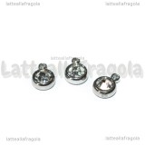 3 Charms Punto Luce in Acciaio Inox Cristal 8.5x6mm