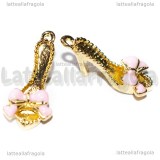 Charm Sandalo con Fiocco 3D in metallo smaltato dorato 21.5x10mm