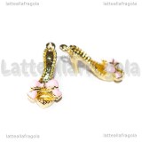 Charm Sandalo con Fiocco 3D in metallo smaltato dorato 21.5x10mm