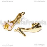 Charm Sandalo con Fiocco 3D in metallo smaltato dorato 21.5x10mm
