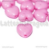 30 Cuoricini in Acrilico Rosa con foro passante 11x10mm