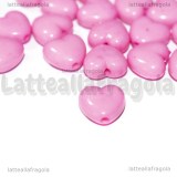 30 Cuoricini in Acrilico Rosa con foro passante 11x10mm