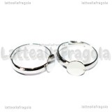 Base anello regolabile in metallo argentato con piattello 8mm