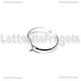 Base anello regolabile in metallo argentato con piattello 8mm