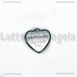 Ciondolo Cuore My Family My Love in Acciaio Inox 16x15mm