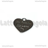 Ciondolo Cuore My Family My Love in Acciaio Inox 15x10mm