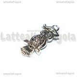 Charm Gufo con Tocco Laurea double-face in metallo argento antico 22x10mm