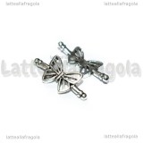 Chiusura Farfalla per cordini tubolari in metallo argento antico 20x9mm