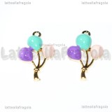 Charm Palloncini in metallo dorato smaltato 25x15mm