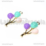 Charm Palloncini in metallo dorato smaltato 25x15mm