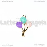 Charm Palloncini in metallo dorato smaltato 25x15mm